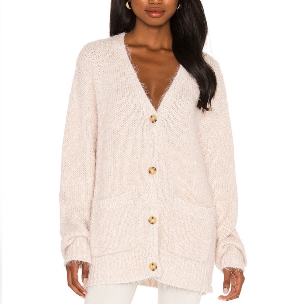 Free People Nevermind Oversized Cardigan in Pale Pink- Size M
